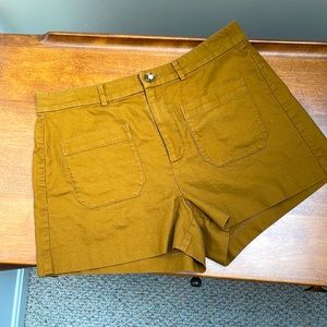 Madewell cotton linen shirts Women’s size 8 ochre/mustard/brown.